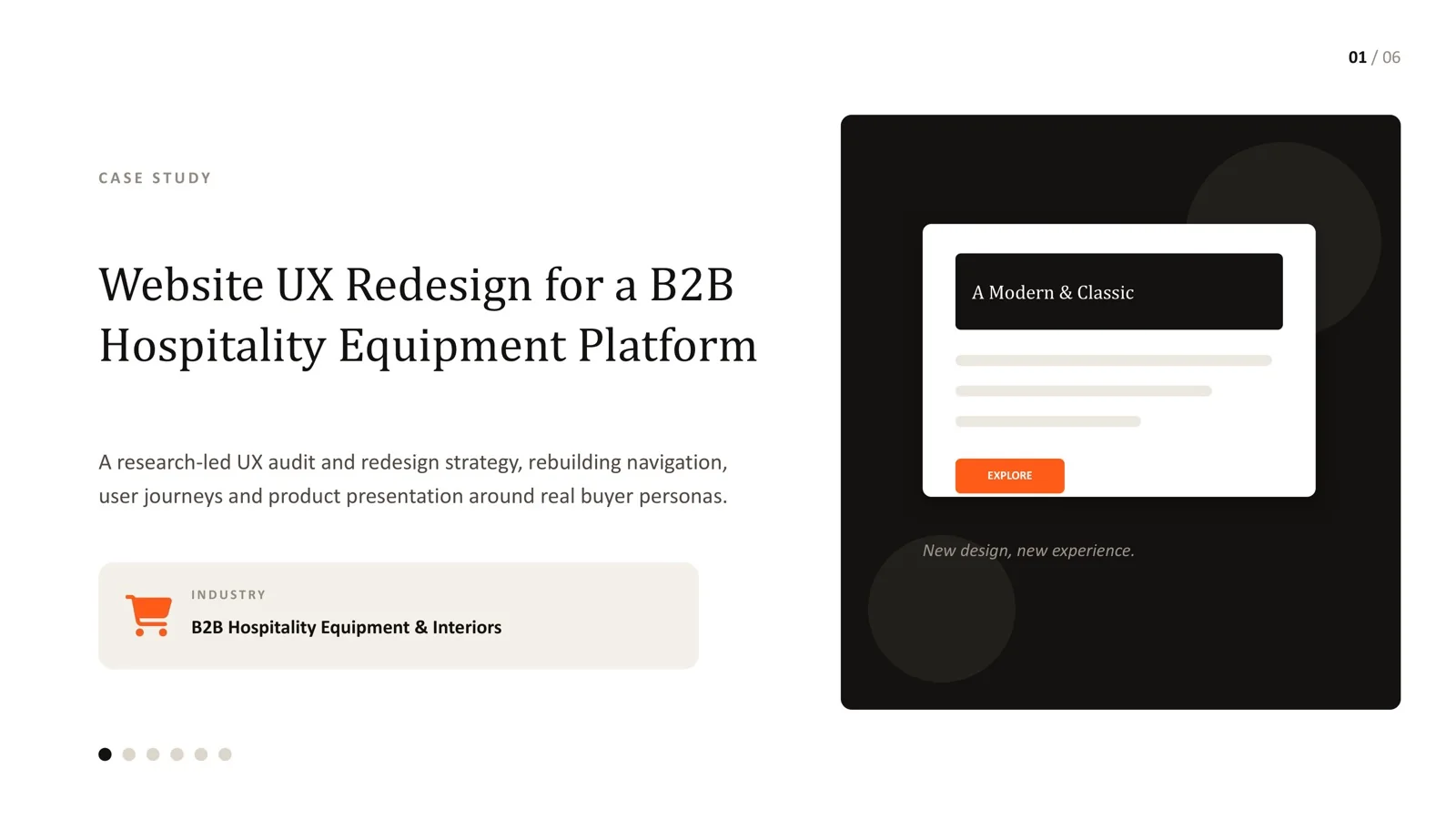 B2B hospitality equipment platform redesign overview