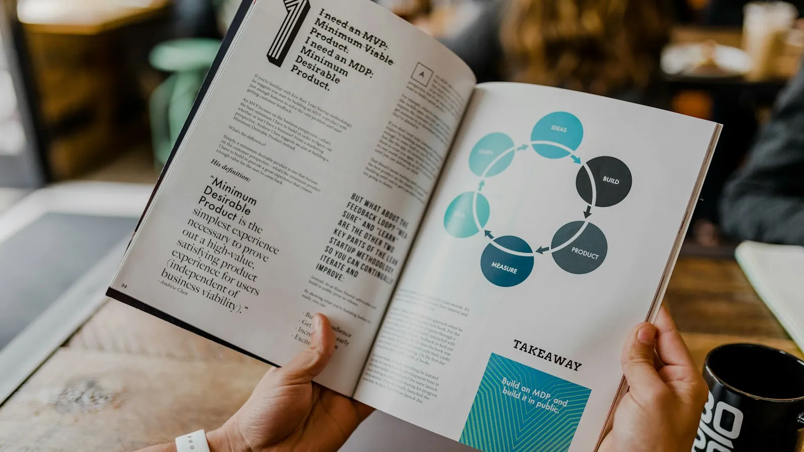 Open brand guideline book with diagrams